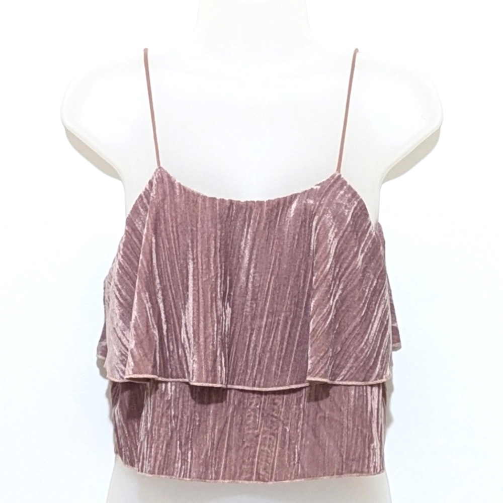Zara | Crushed Velvet Camisole | Layered Flounce Top | Cropped | Bohemian | Chic